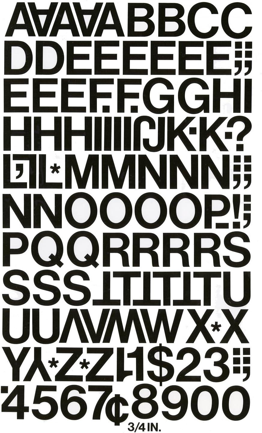 Chartpak Self-Adhesive Vinyl Capital Letters and Numbers, 3/4 Inches High, Black, 94 per Pack (01020)