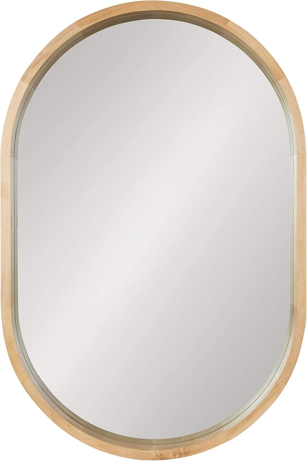 24" x 36" Hutton Wood Framed Capsule Wall Mirror Rustic Brown - Kate & Laurel All Things Decor