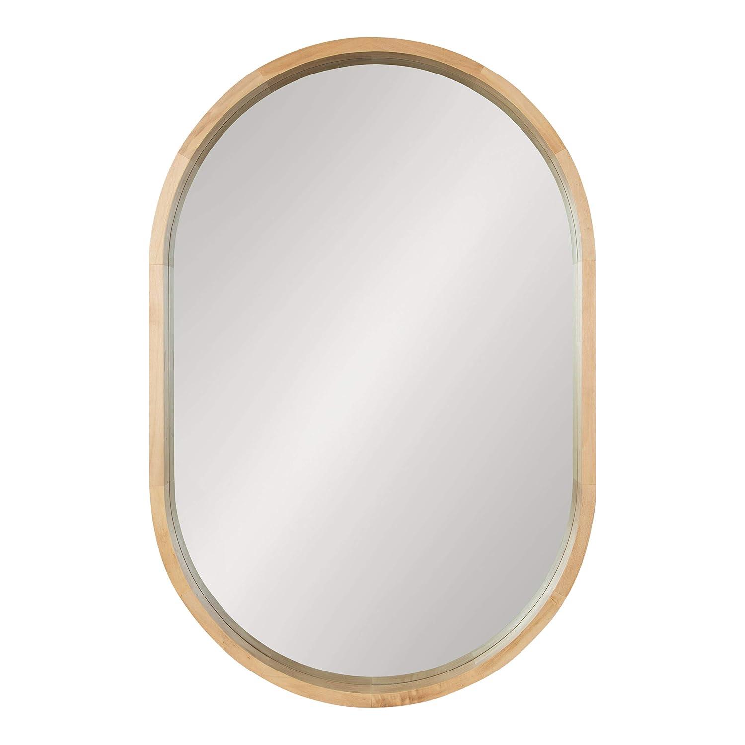 24" x 36" Hutton Wood Framed Capsule Wall Mirror Natural: Scandinavian Style, Poplar Frame - Kate & Laurel