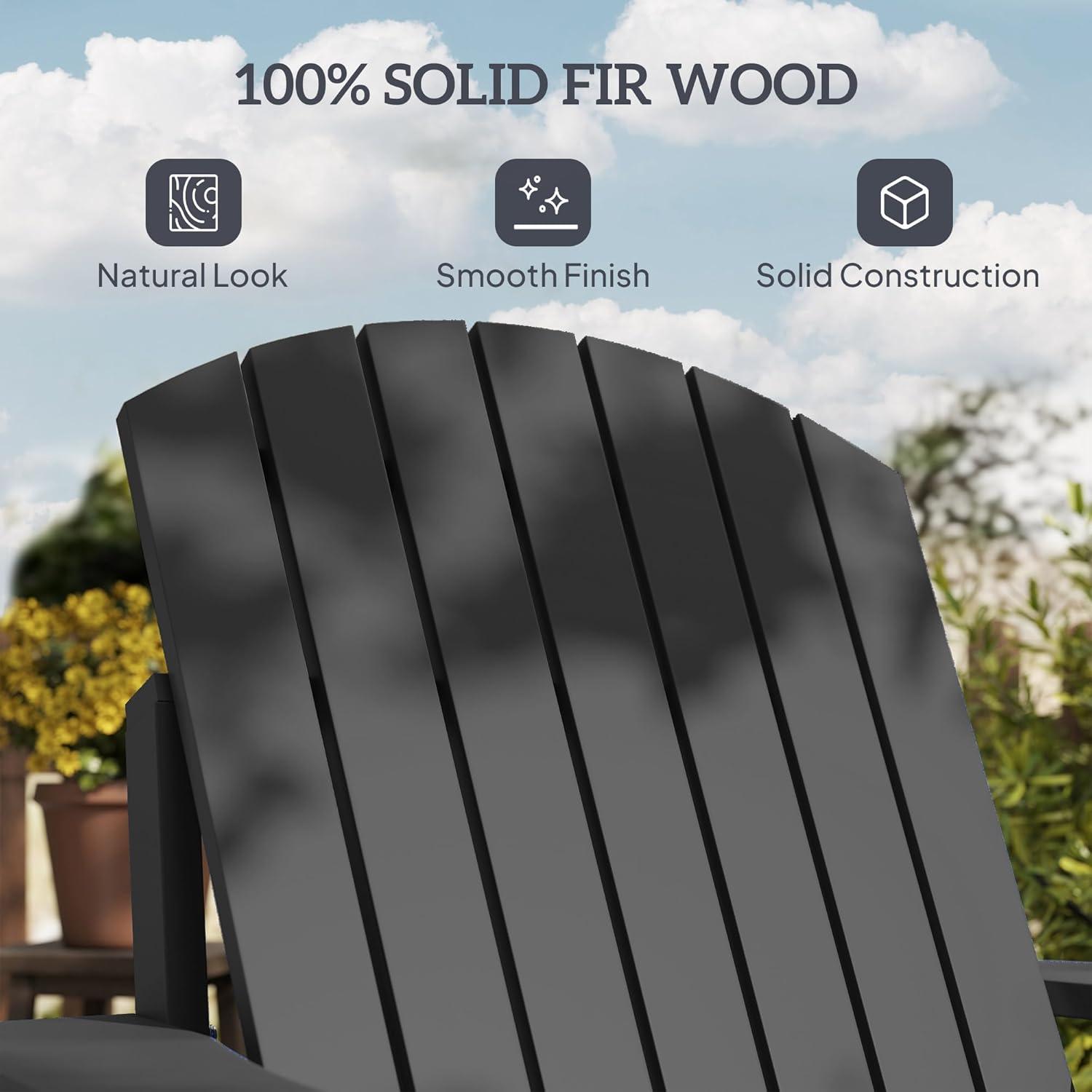 Outsunny Oversized Adirondack Chair, Outdoor Fire Pit and Porch Seating, Classic Log Lounge w/ Built-in Cupholder for Patio, Backyard, Blue