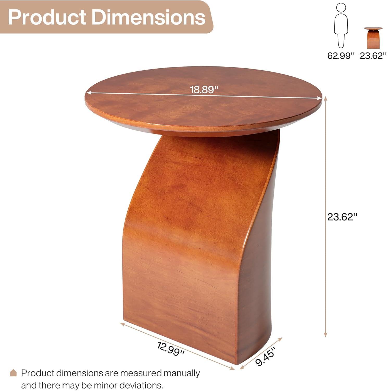 18.9" Round Side Table, Wood End Table,small Accent Table For Living Room, Easy Assembly