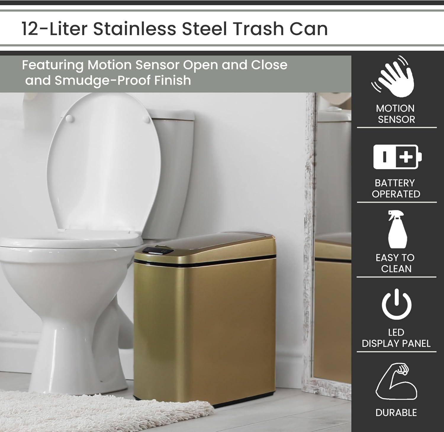 Hanover Steel Motion Sensor Waste Basket - 3.2 Gallons