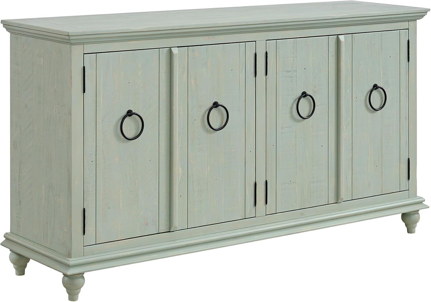 Martin Svensson Home Garden District Solid Wood TV Stand for TVs up to 70", Rustic Turquoise