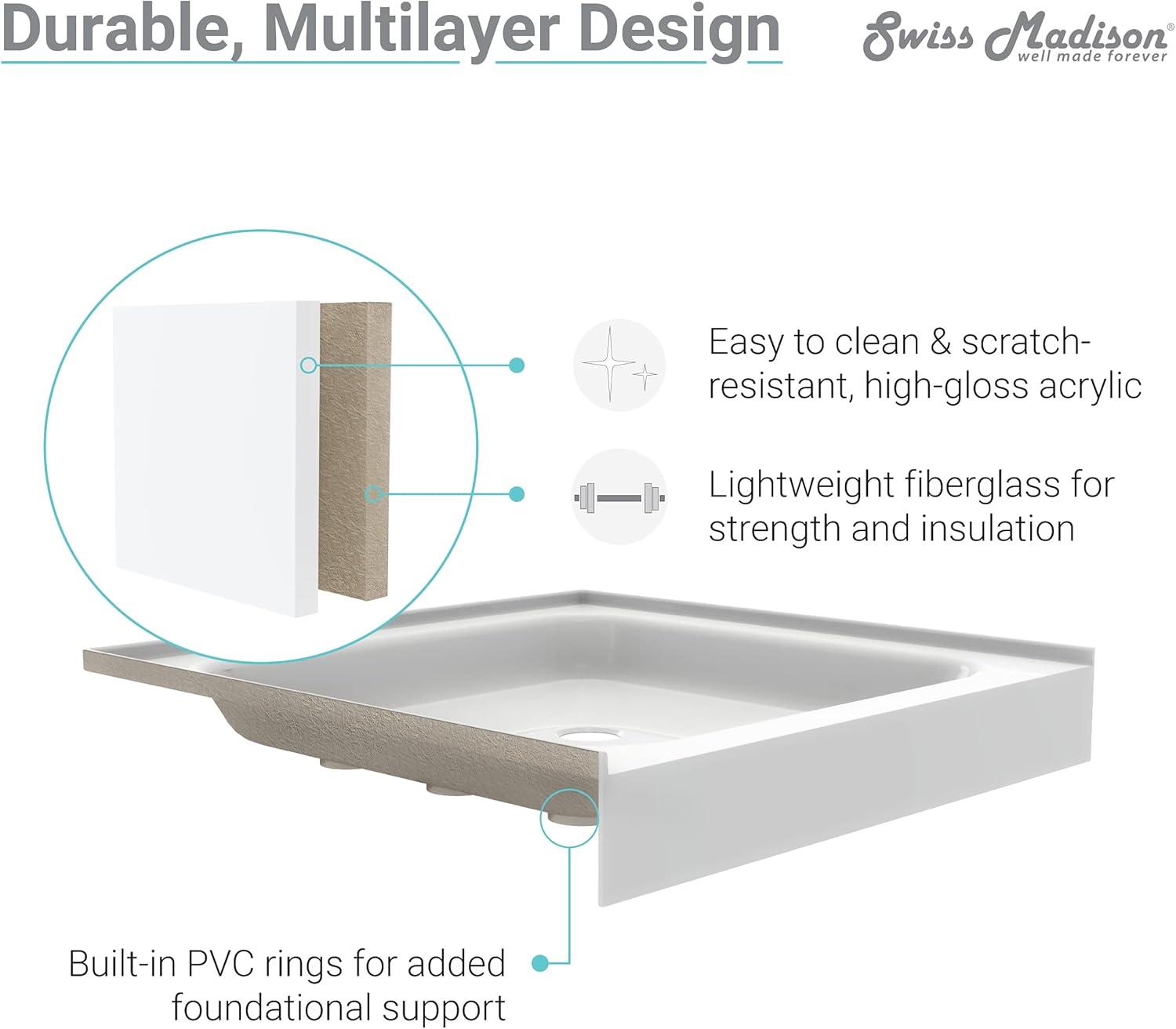 Voltaire 48" x 32" Single-Threshold, Center Drain, Shower Base