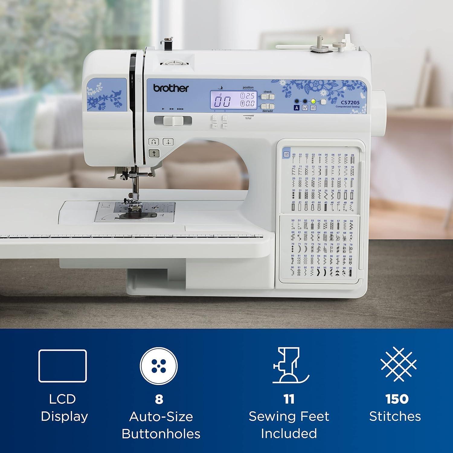 Brother CS7205 150-Stitch Computerized Sewing Machine with Wide Table, Water-Soluble Stabilizer Included
