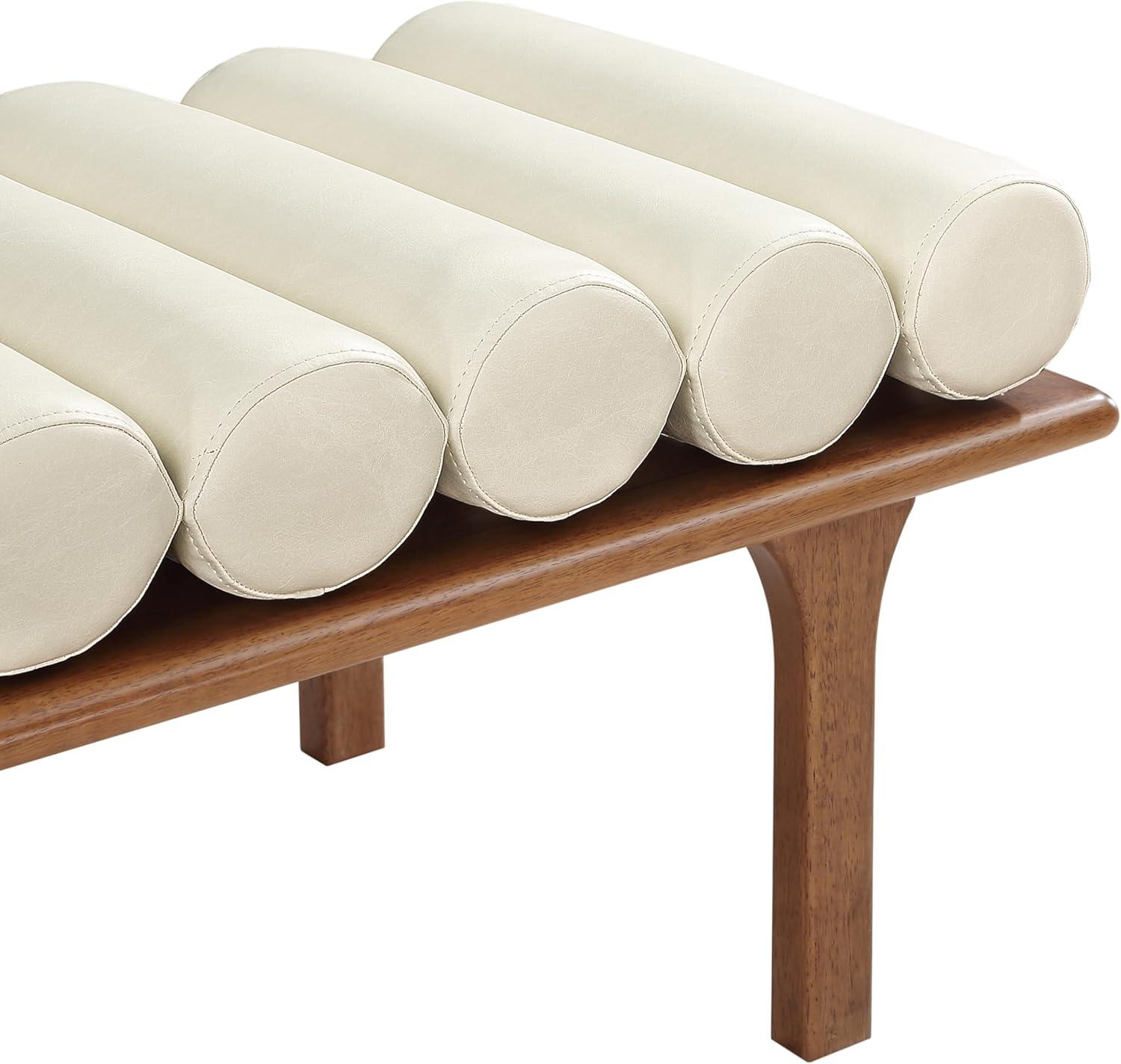 Meridian Furniture Landon Cream Vegan Leather Bench