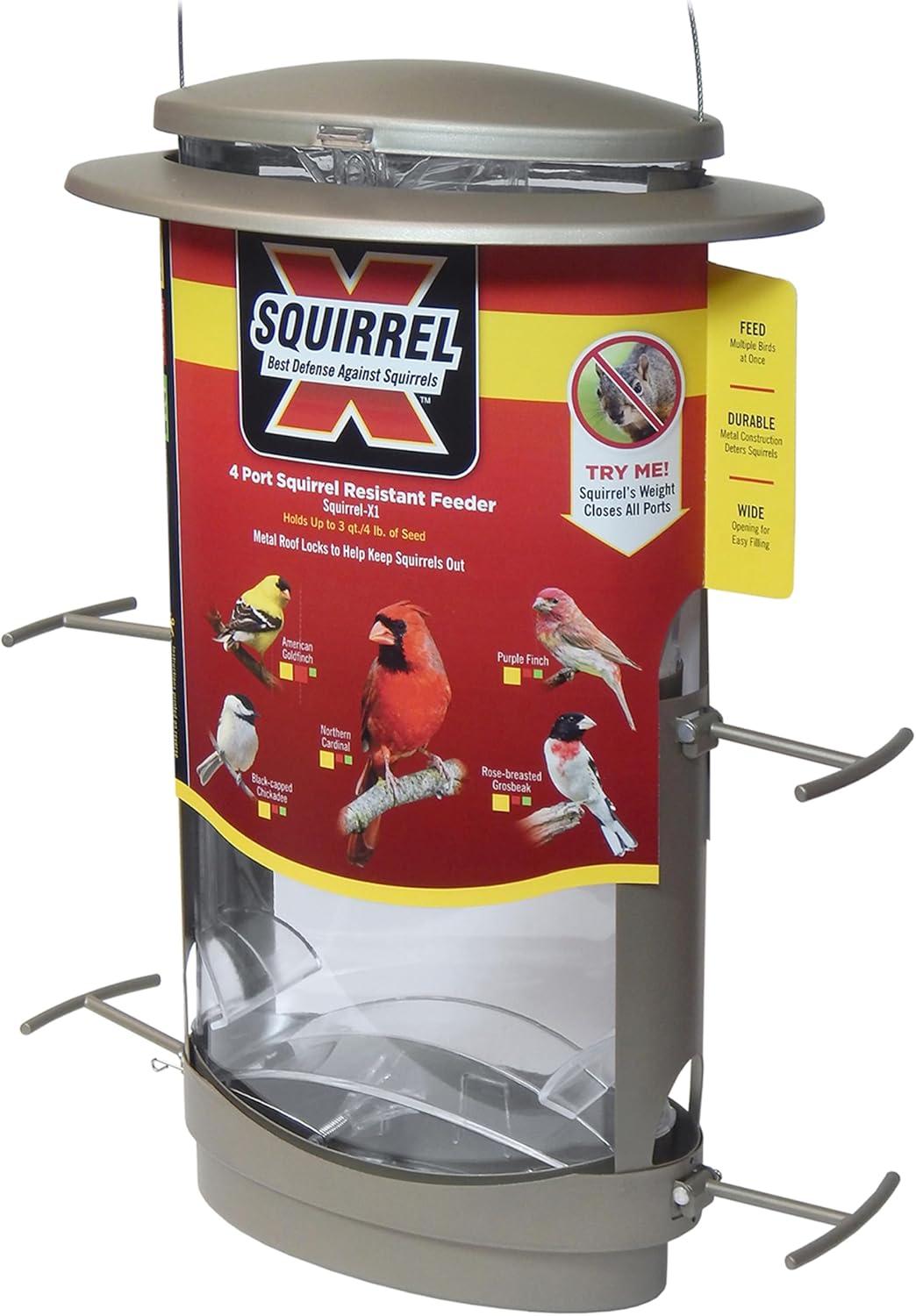 Squirrel-X 11 Gray-Colored X-1 Squirrel-Proof 4.2 Pounds Capacity Bird Feeder