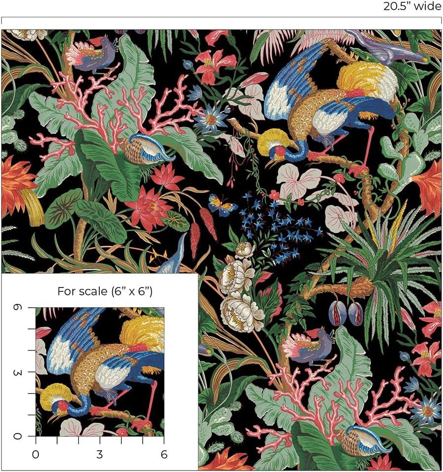 NextWall Ebony Tropical Canopy Peel and Stick Wallpaper