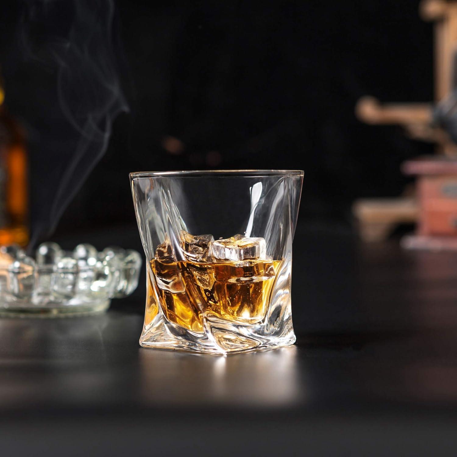 KANARS Whiskey Glasses Set of 4, 10 oz Rocks Glassware for Scotch Bourbon Liquor, Whisky Tumbler