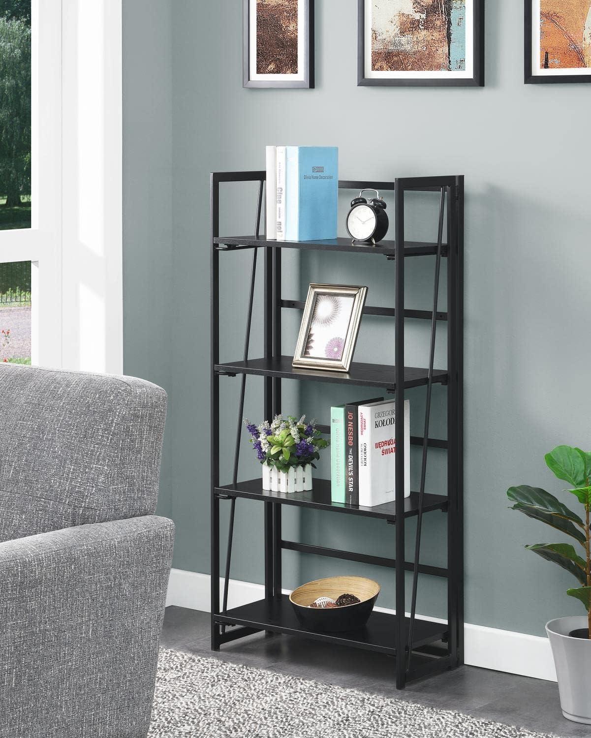 Xtra Folding 4 Tier Bookshelf Black