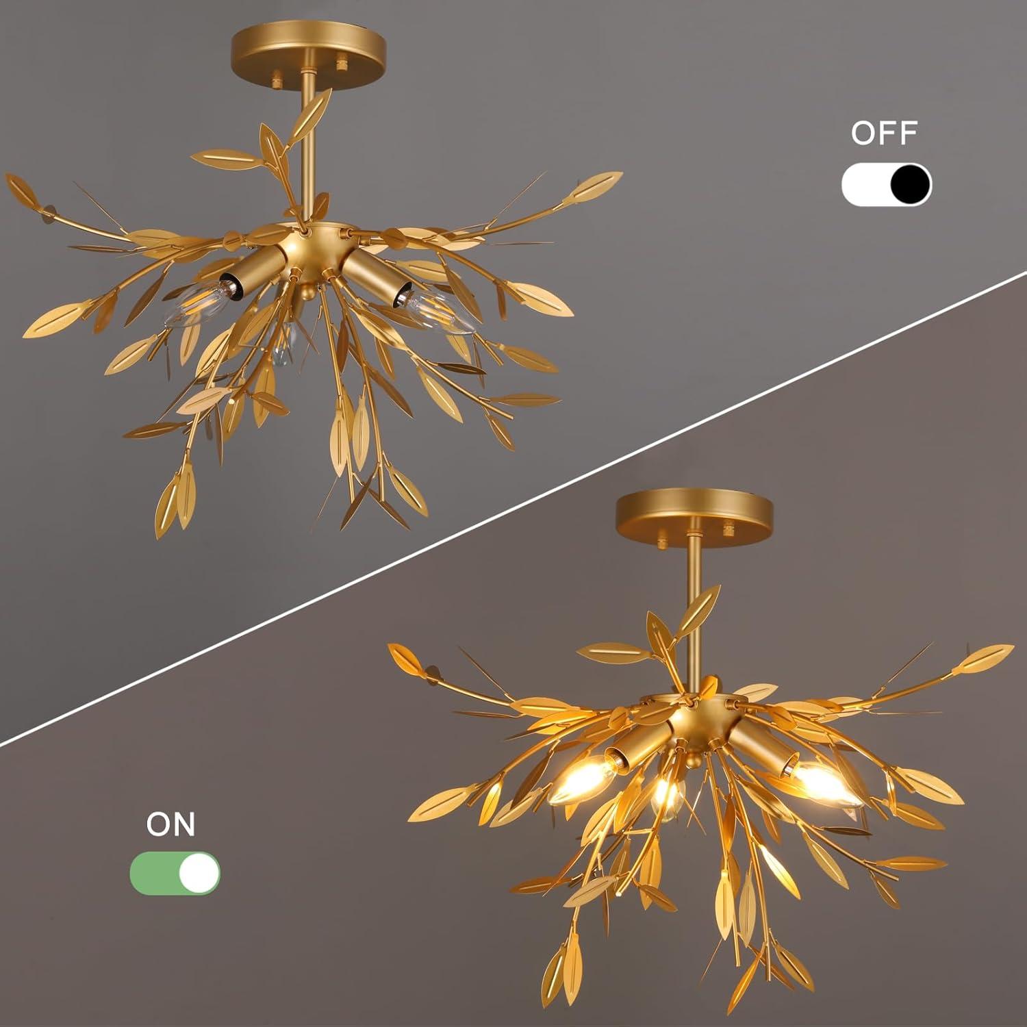 Elegant Lighting Priscilla 18.5 inch flush mount in gold leaf