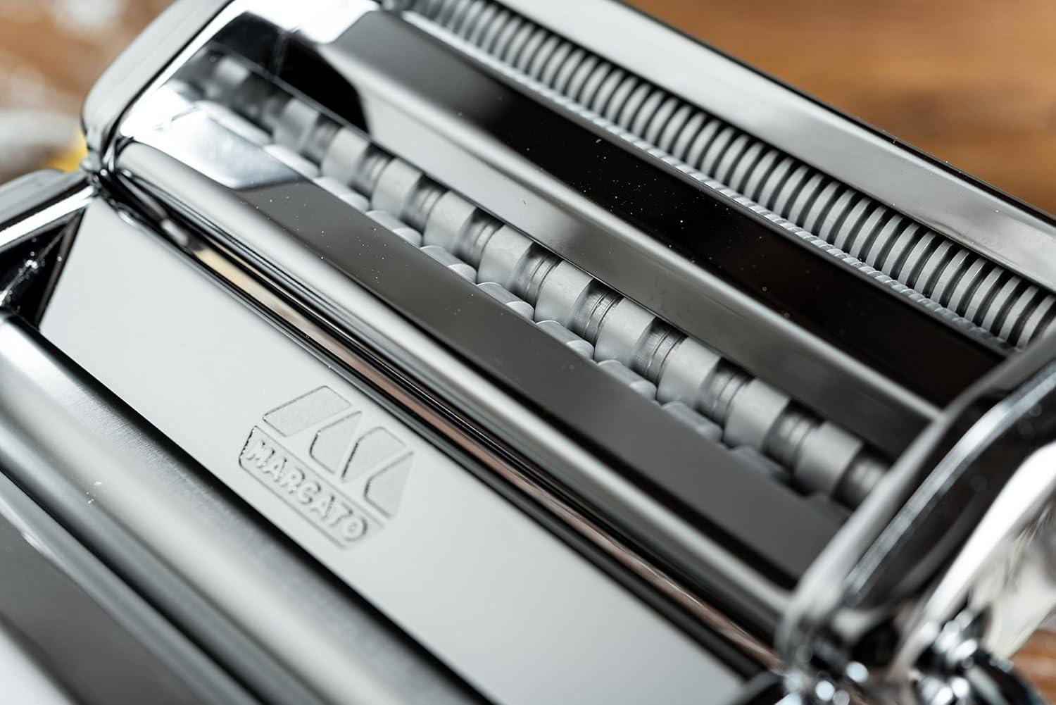 Marcato Atlas 150 Pasta Machine with Cutter and Hand Crank, Made in Italy