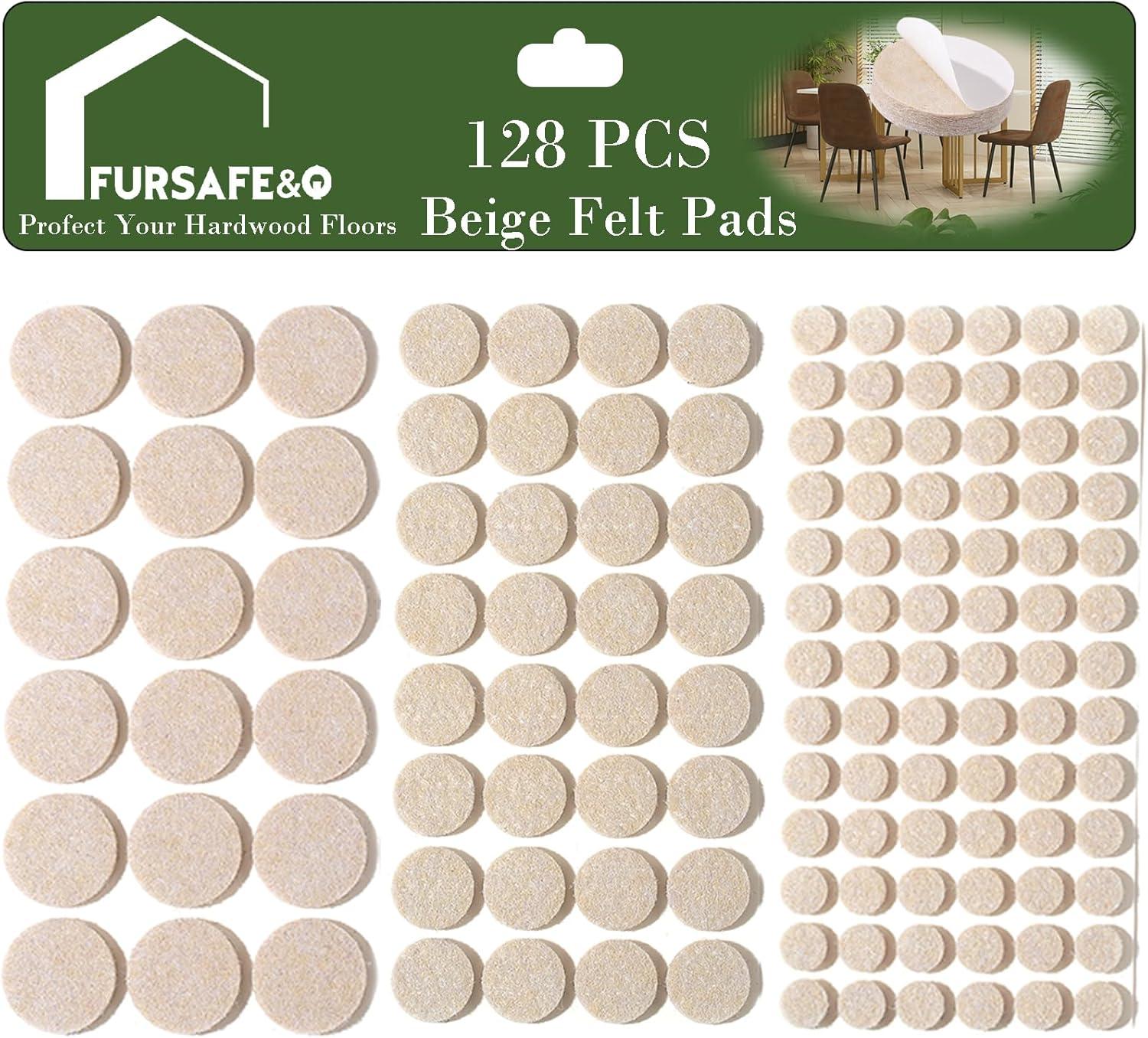 Fursafe&Q Felt Furniture Pads, Furniture Felt Pads for Hardwood Floors -Self Adhesive Chair Leg Floor Protectors, Protect from Nicks, Dents and Scratches, Chair Feet Protectors 136 Pcs Chair Feet