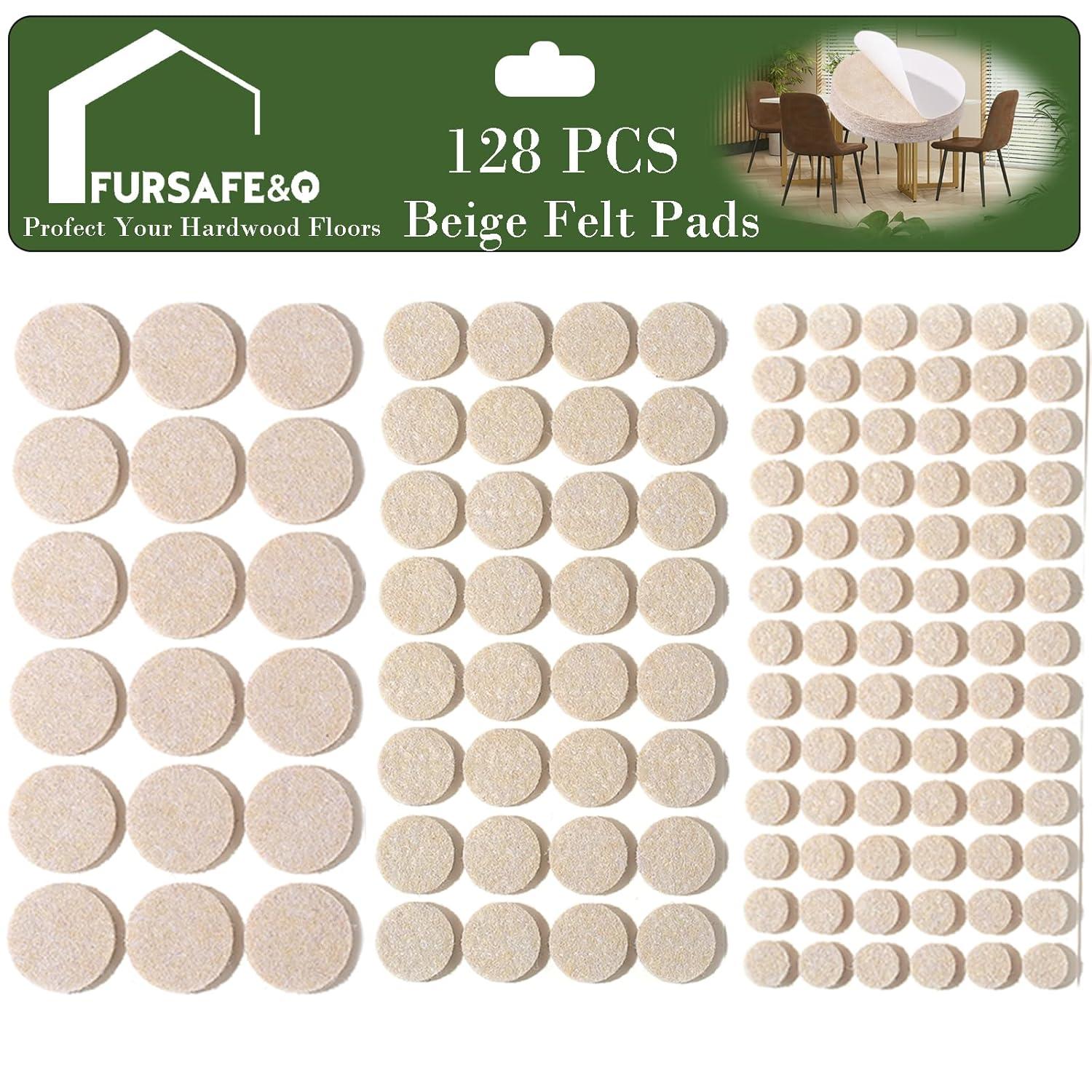 Fursafe&Q Felt Furniture Pads, Furniture Felt Pads for Hardwood Floors -Self Adhesive Chair Leg Floor Protectors, Protect from Nicks, Dents and Scratches, Chair Feet Protectors 136 Pcs Chair Feet
