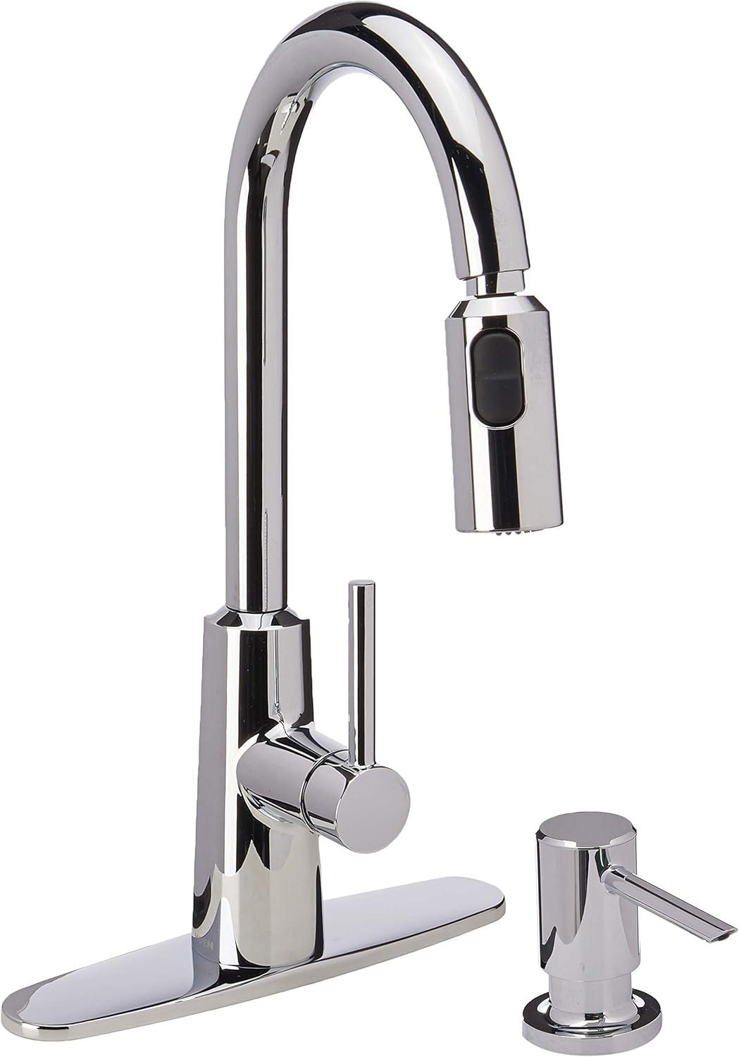 Chrome High Arc Pull-Down Kitchen Faucet with Soap Dispenser