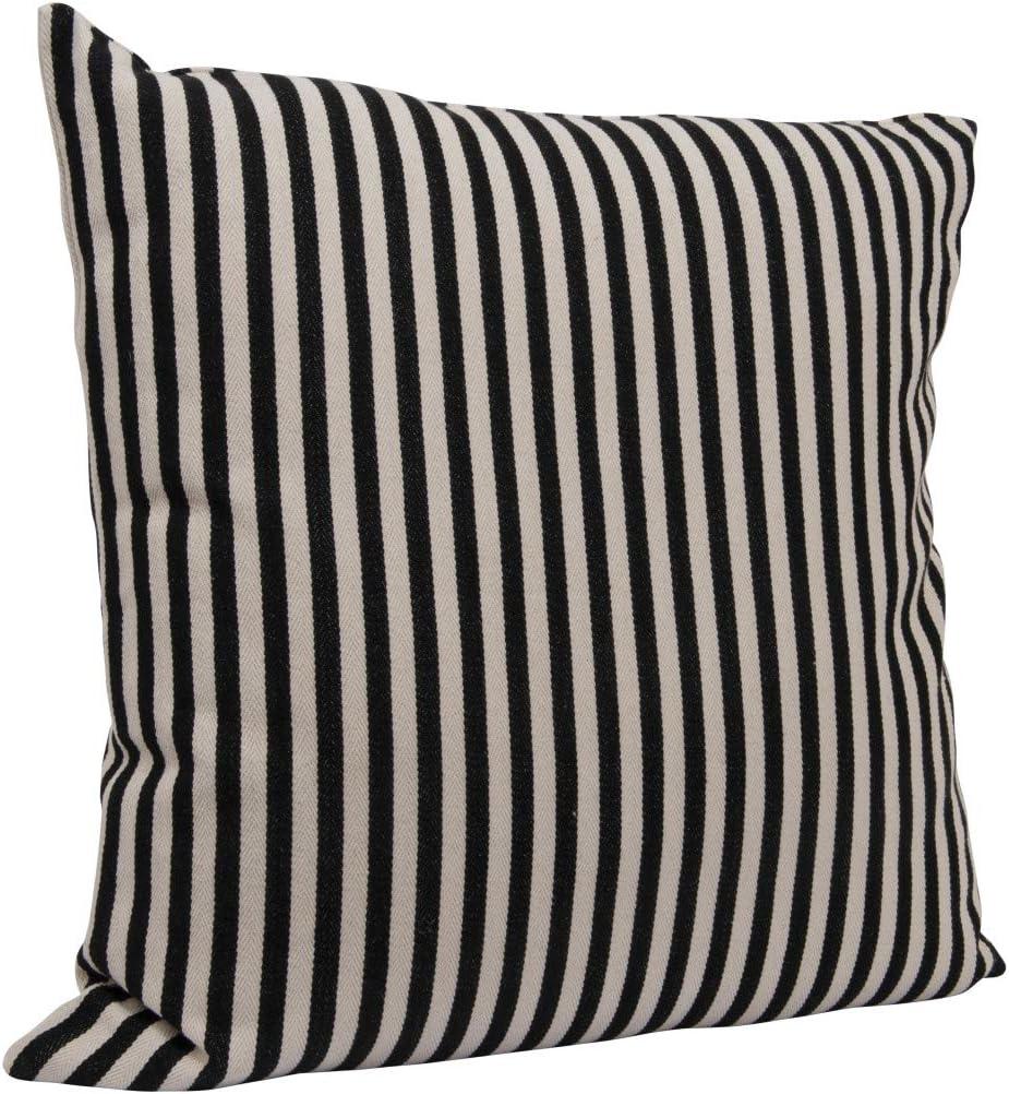 Creative Co-Op Woven Cotton Striped Pillow, Black and Cream