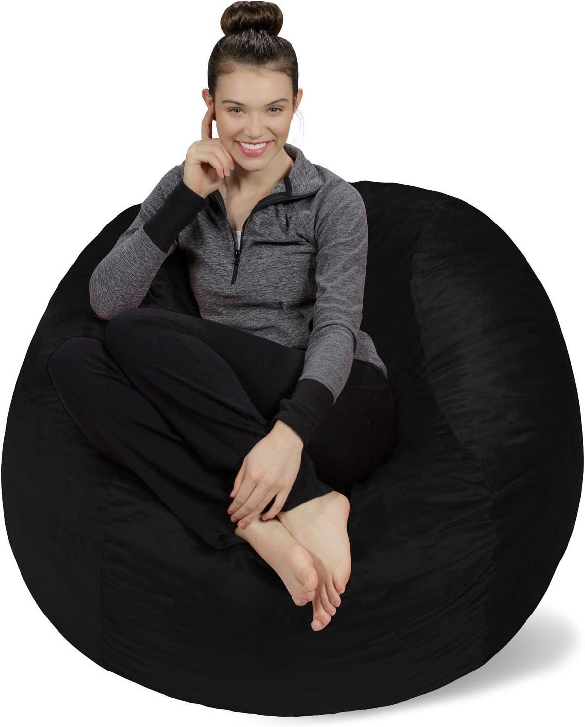 Ultra Soft Black Memory Foam Bean Bag Chair with Microsuede Cover