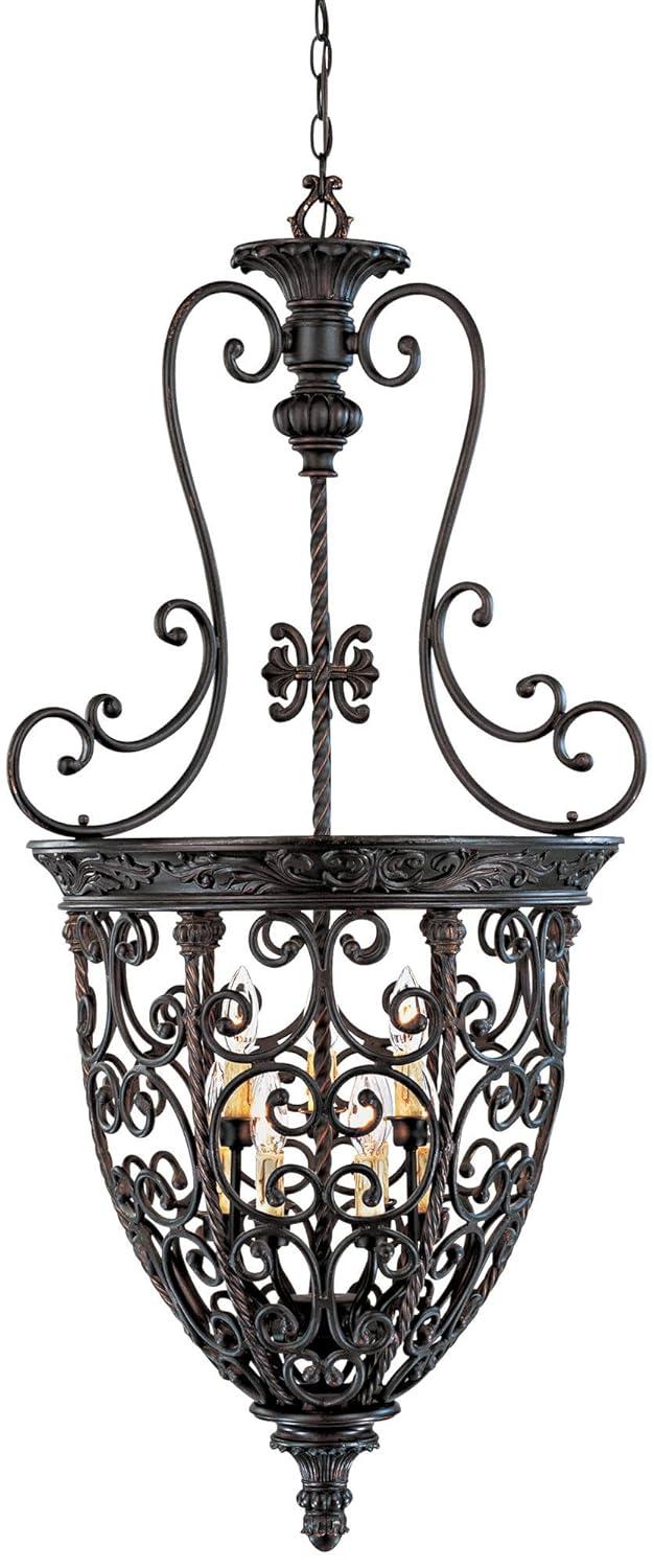 Franklin Iron Works French Scroll Rubbed Bronze Chandelier 22 1/2" Wide Rustic 9-Light Fixture for Dining Room House Kitchen Island Entryway Bedroom