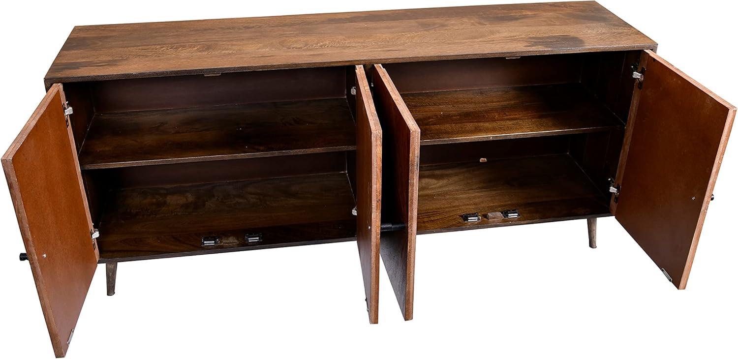 The Urban Port 65" Mango Wood Sideboard Buffet Cabinet Console 2 Door Sunburst Warm Brown