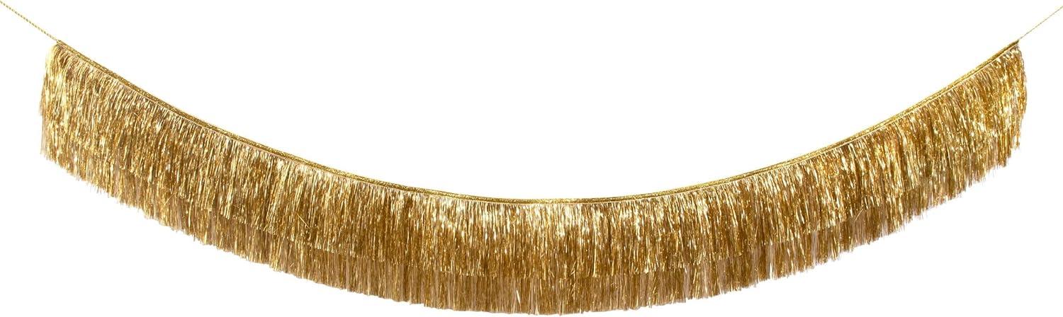 Meri Meri Gold Tinsel Fringe Garland (10' with excess cord - Pack of 1)