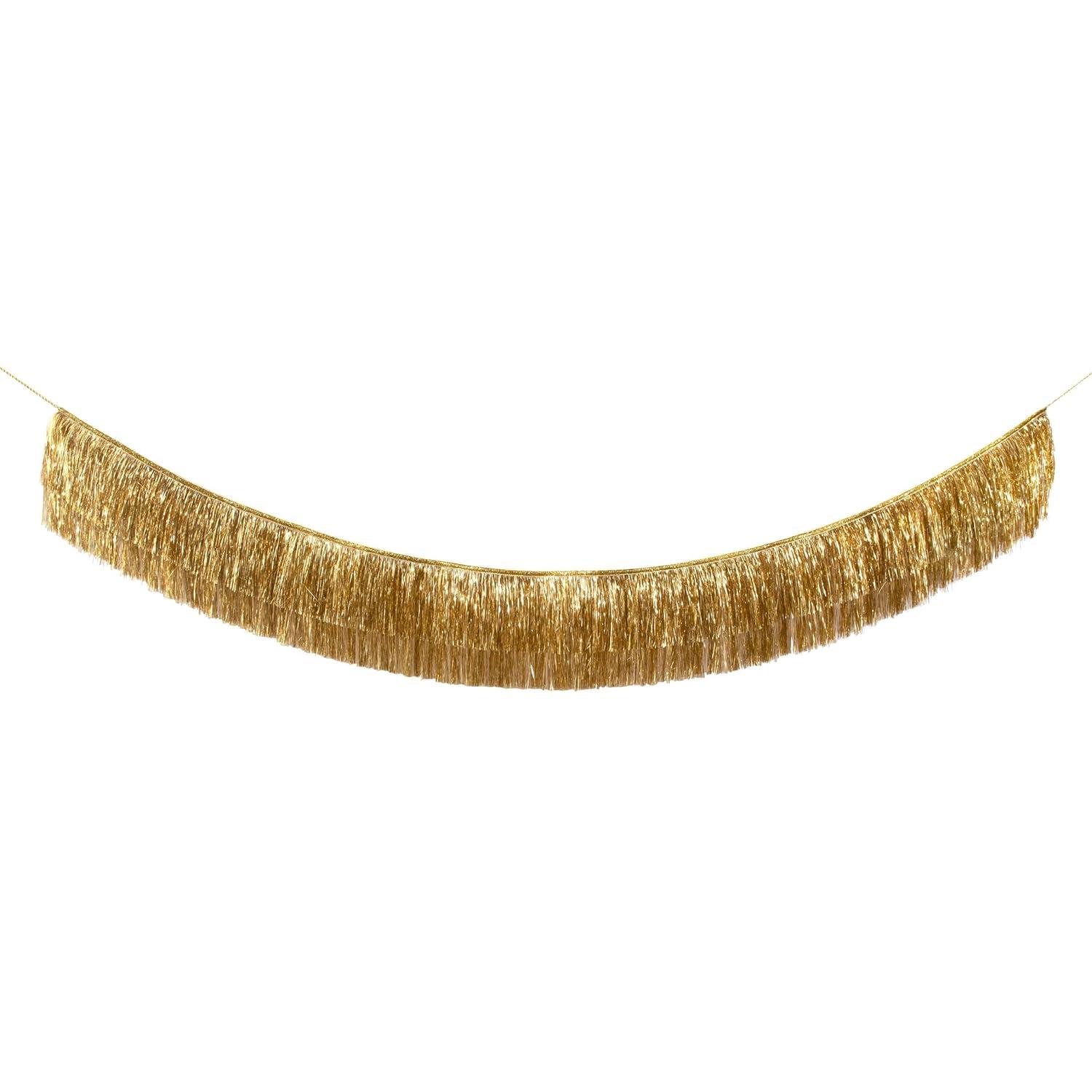 Meri Meri Gold Tinsel Fringe Garland (10' with excess cord - Pack of 1)