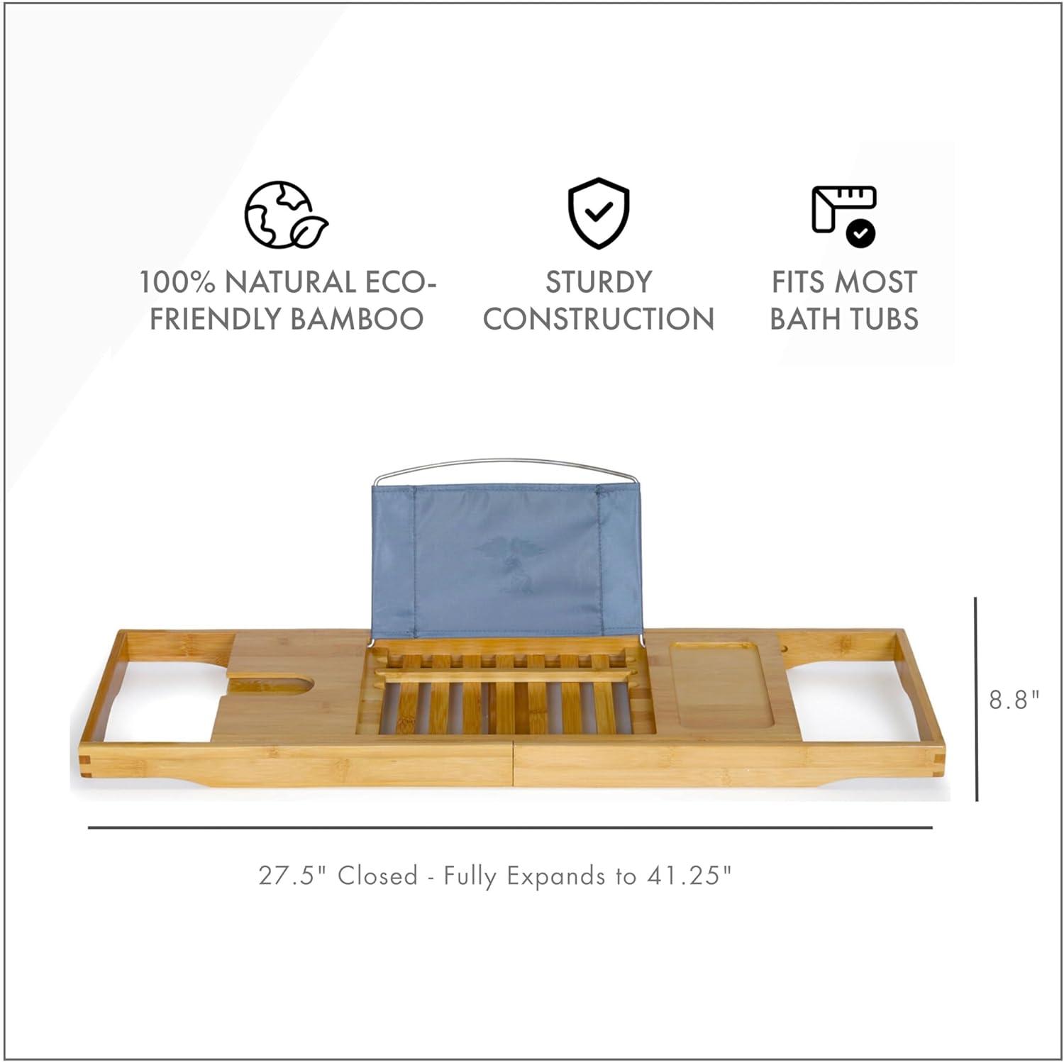 Bamboo Freestanding Bathtub Caddy with Extending Sides