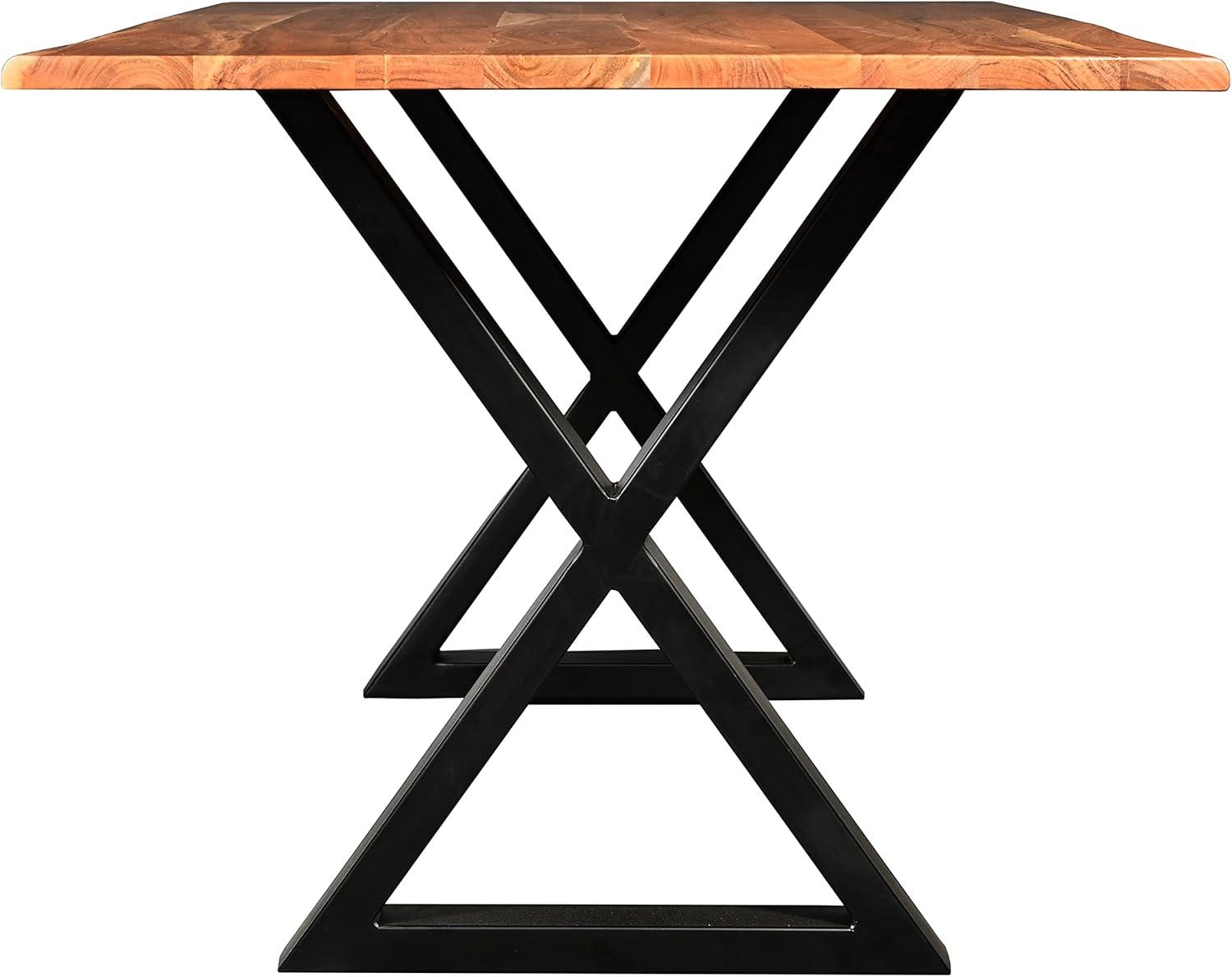 67-Inch Natural Brown Acacia Wood Dining Table with Black Iron Legs