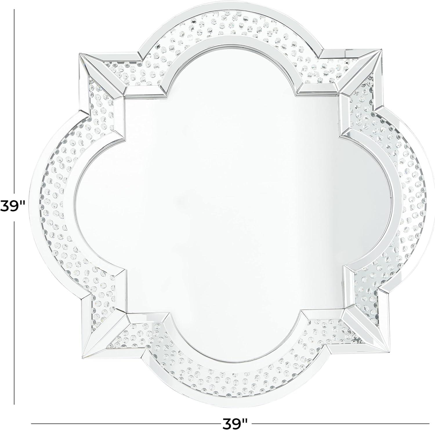 DecMode 40" x 40" Gray Quatrefoil Wall Mirror