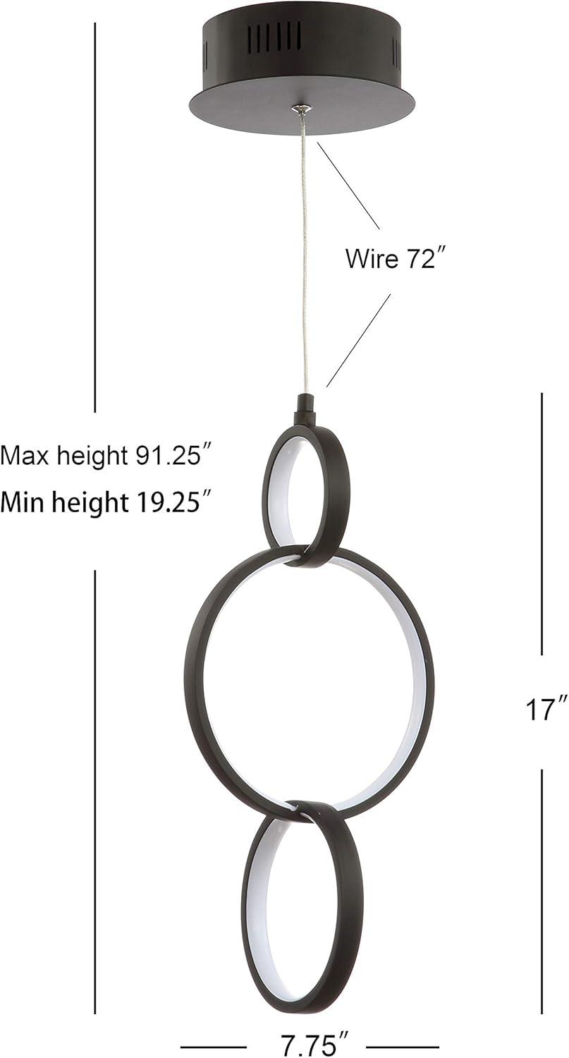 Loop 7.75" Adjustable Integrated LED Metal Ring Pendant, Black