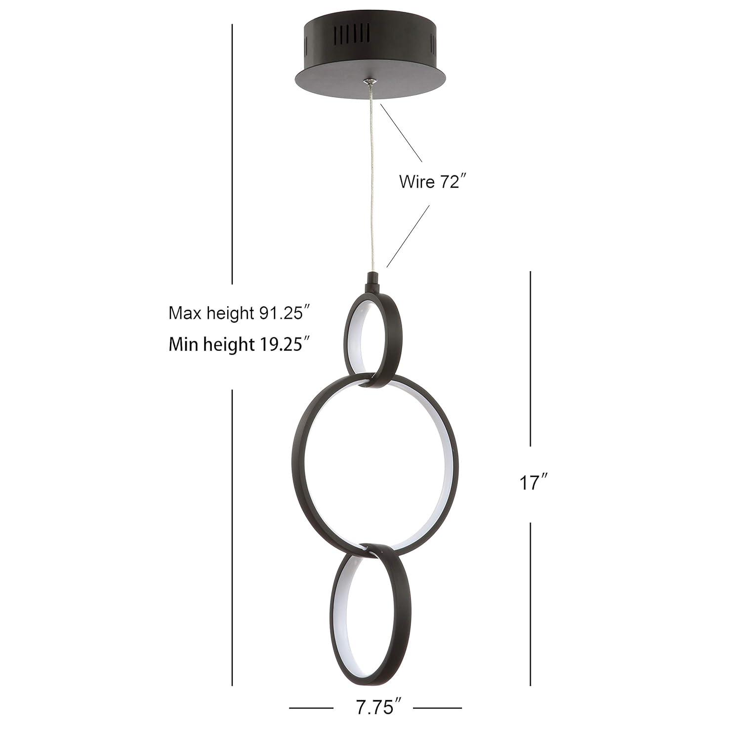 Loop 7.75" Adjustable Integrated LED Metal Ring Pendant, Black