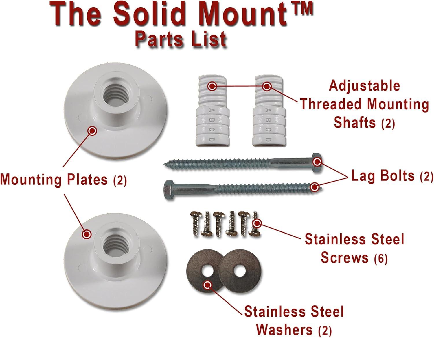 Solid Mount Grab Bar Kit - Patented Mounting Kit for Fiberglass Wall in Bathtubs & Showers/ANSI & ADA Standards/1 Kit Mounts 1 Grab Bar