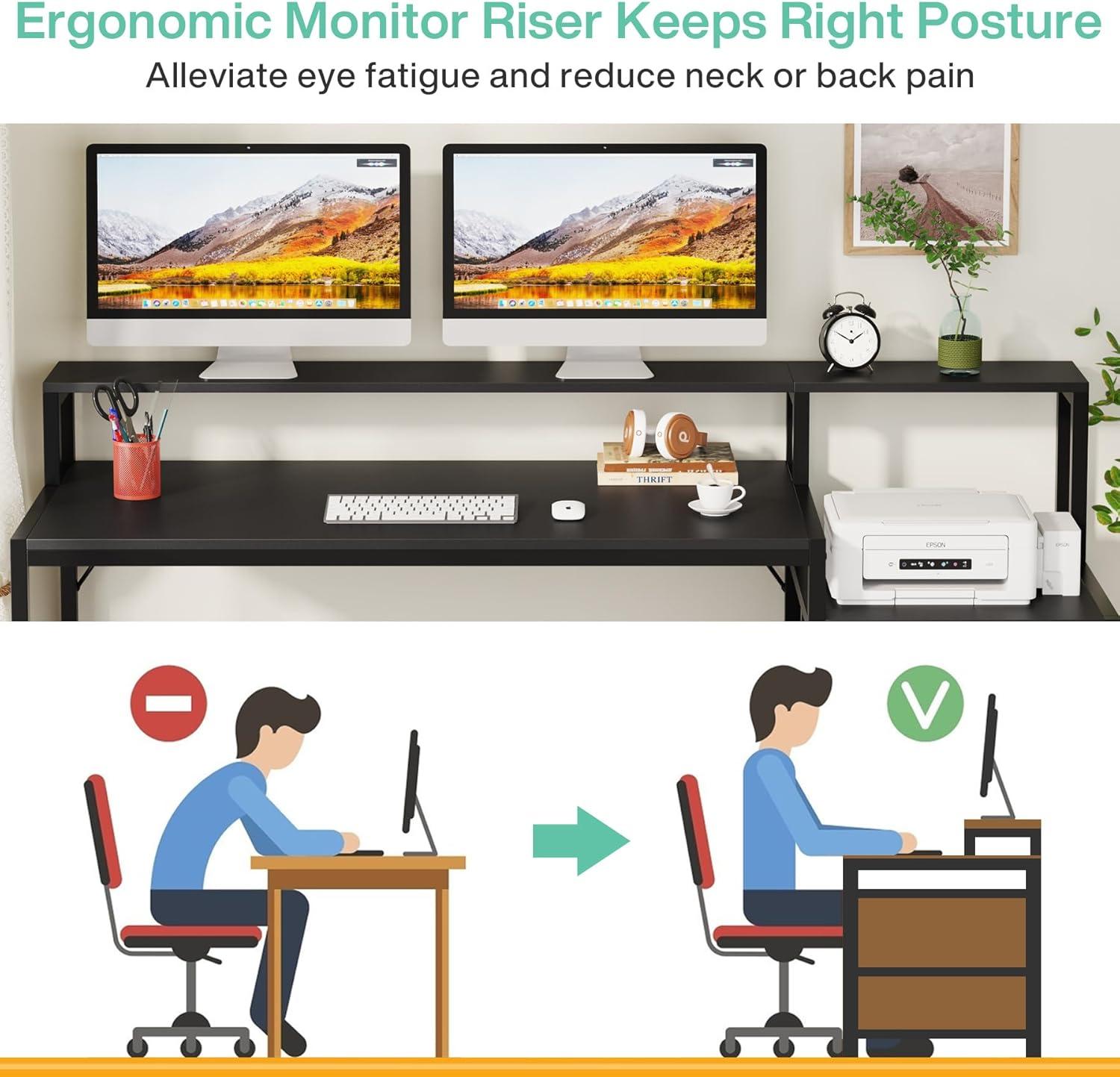 Tribesigns 63" Ergonomic Office Desk, Black