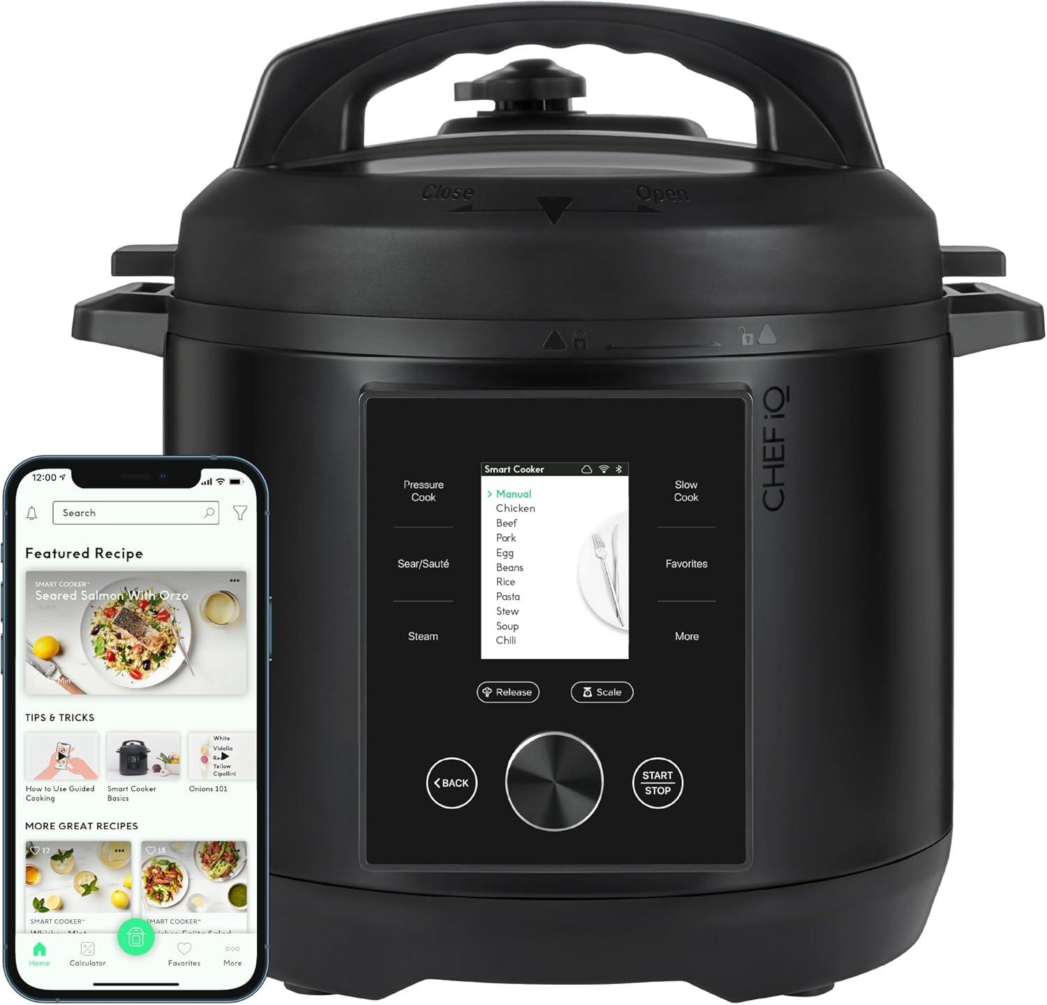 Chef Iq Multi-Functional Smart Pressure Cooker Rj40-6-Wifi, Pairs With App Via Wifi For Meals In An Instant, Built-In Scale & Auto Steam Release, 6 Qt (Refurbished)