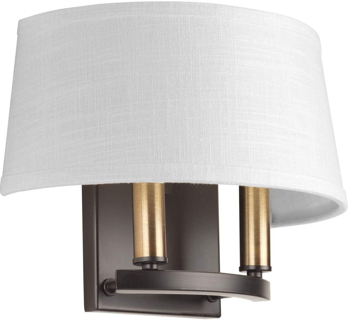 Progress Lighting Cherish 2-Light Wall Sconce, Antique Bronze, Summer Linen Shade