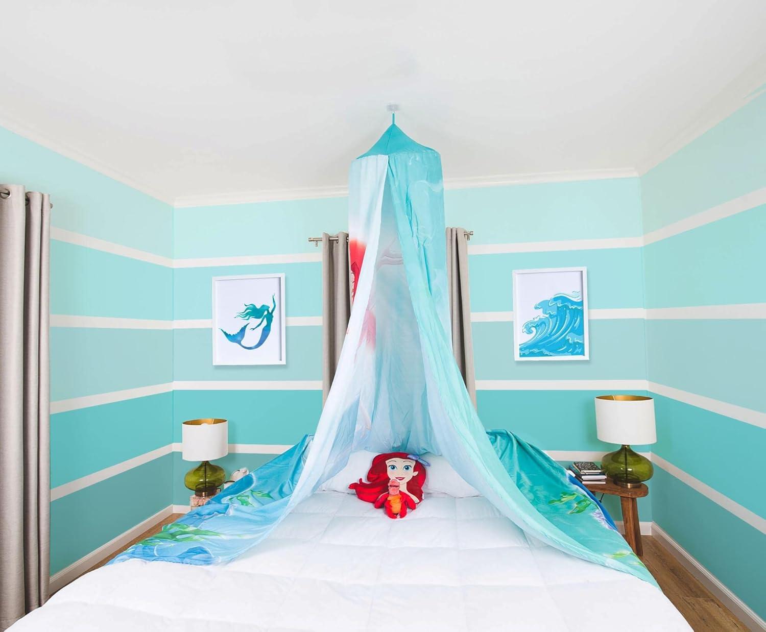 Disney Princess Ariel Blue Polyester Bed Canopy for Kids