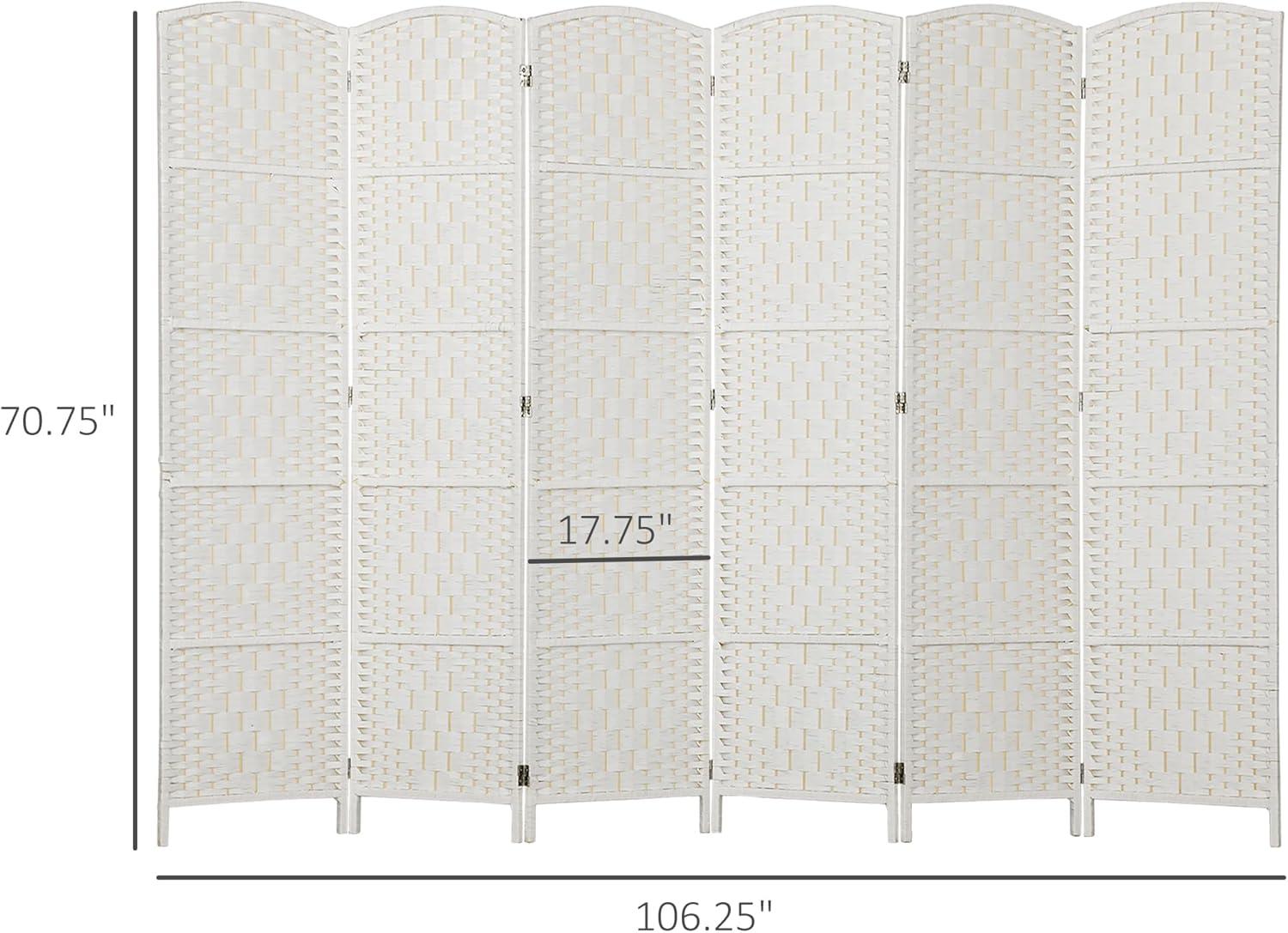 Highland Dunes Room Divider, Panel Folding Privacy Screen, 6FT Tall Portable Wicker Weave Partition Wall Divider For Bedroom, Home Office, White