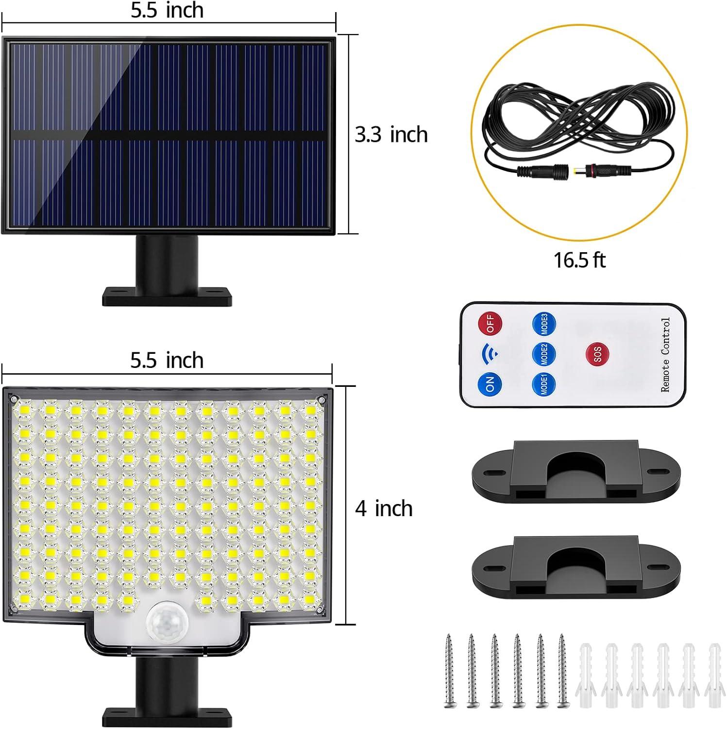 Black Solar Powered LED Motion Sensor Flood Security Light