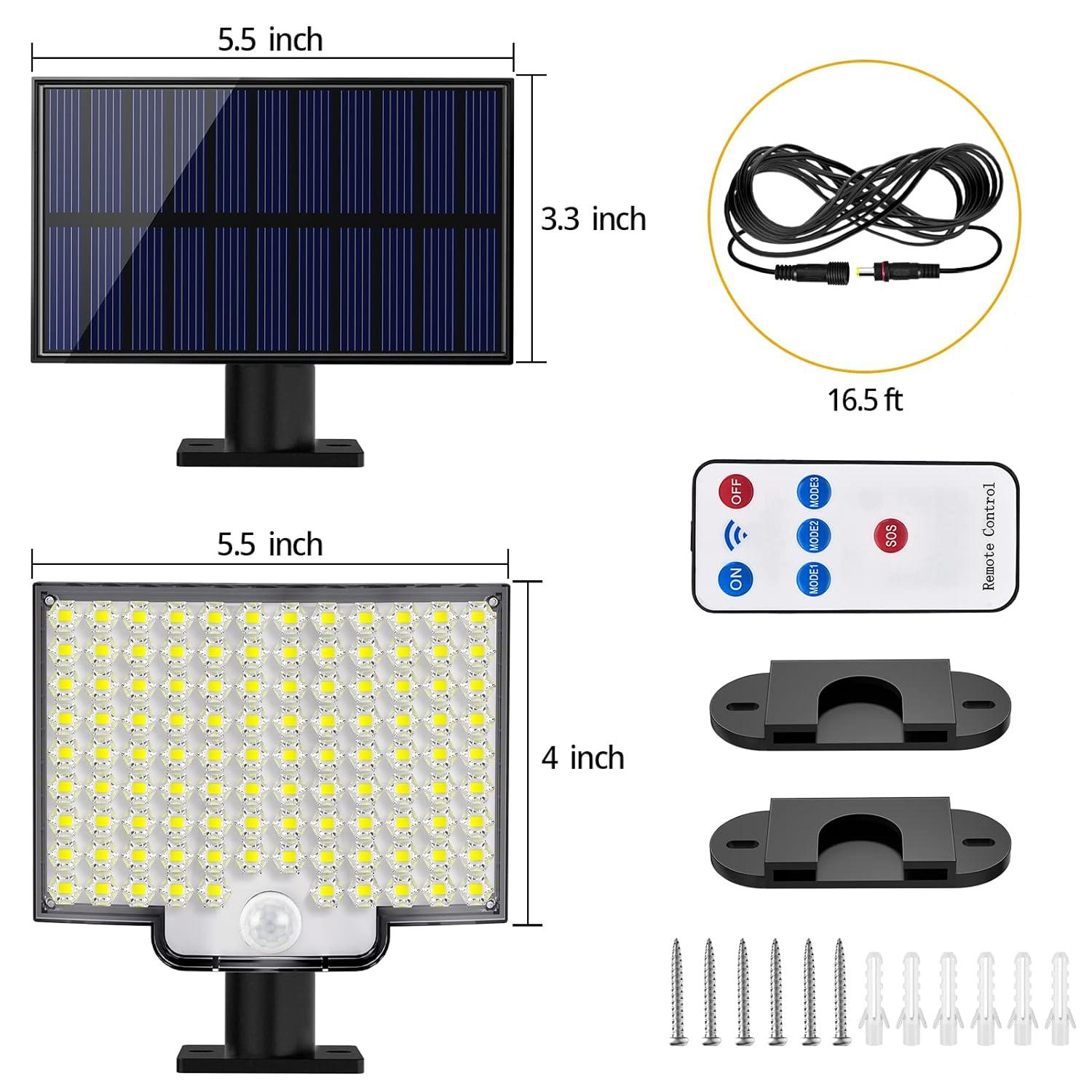 Black Solar Powered LED Motion Sensor Flood Security Light
