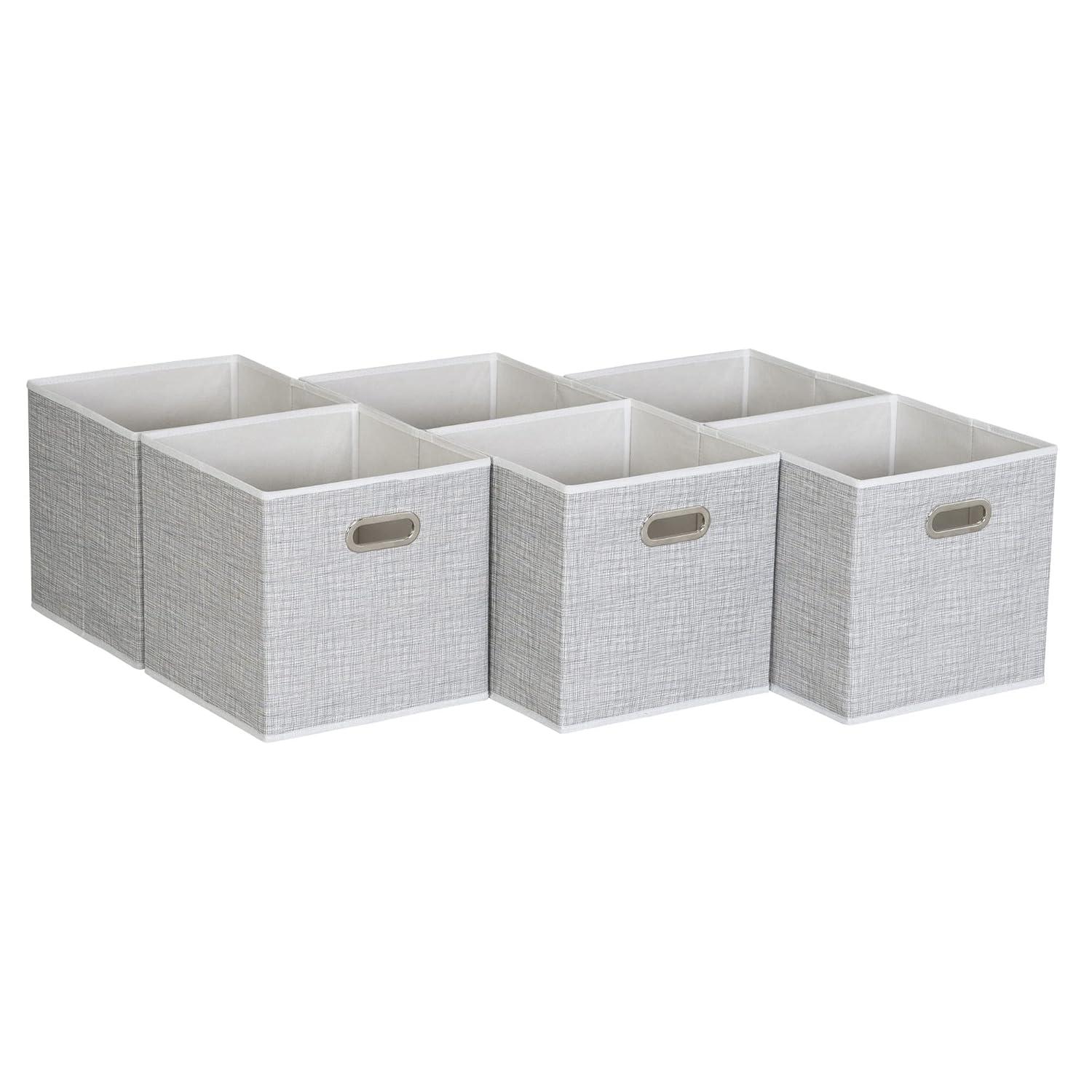 Household Essentials 6 ct Open Fabric Cube Storage Bins, White Mix
