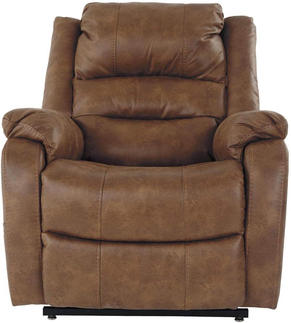 Saddle Brown Faux Leather Power Lift Recliner with Metal Frame