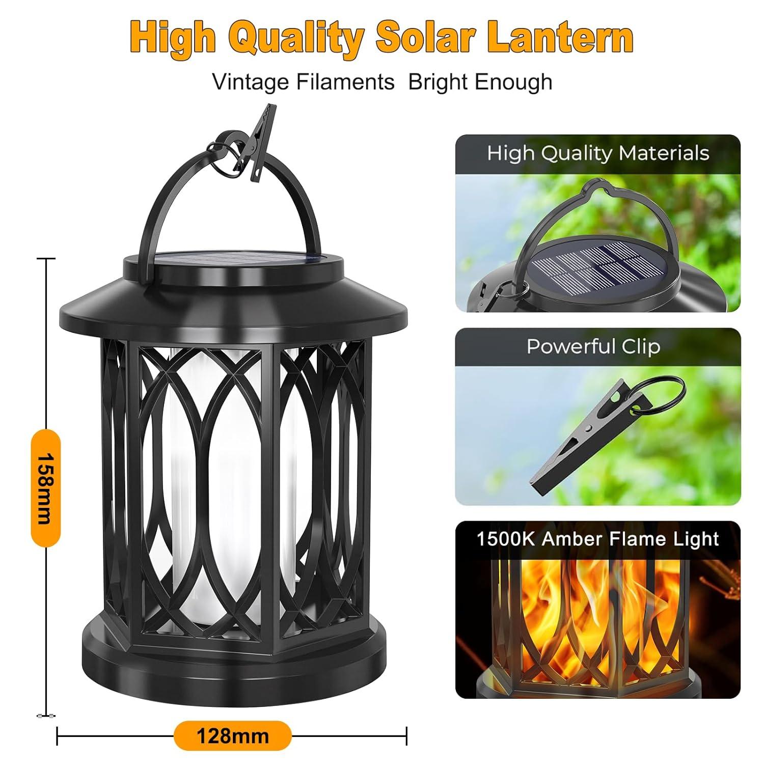 KOOPER Solar Lantern Outdoor Lights, Upgraded Flickering Candle Solar Lanterns Lights Outdoor Waterproof, Hanging Outdoor Solar Lanterns Lights, Solar Powered Lanterns For Yard Garden Decor (Set of 2)