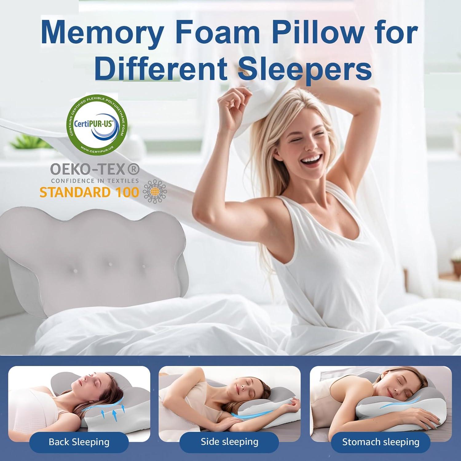 QUALITY FLOORING INC. Cervical Pillow, Pillow For Neck And Shoulder Pain Relief, Contour Pillow, Cervical Pillow, Pillow For Neck Pain Relief, Adult Side Sleeper Pillow, Ergonomic Pillow, Memory Foam Pillow