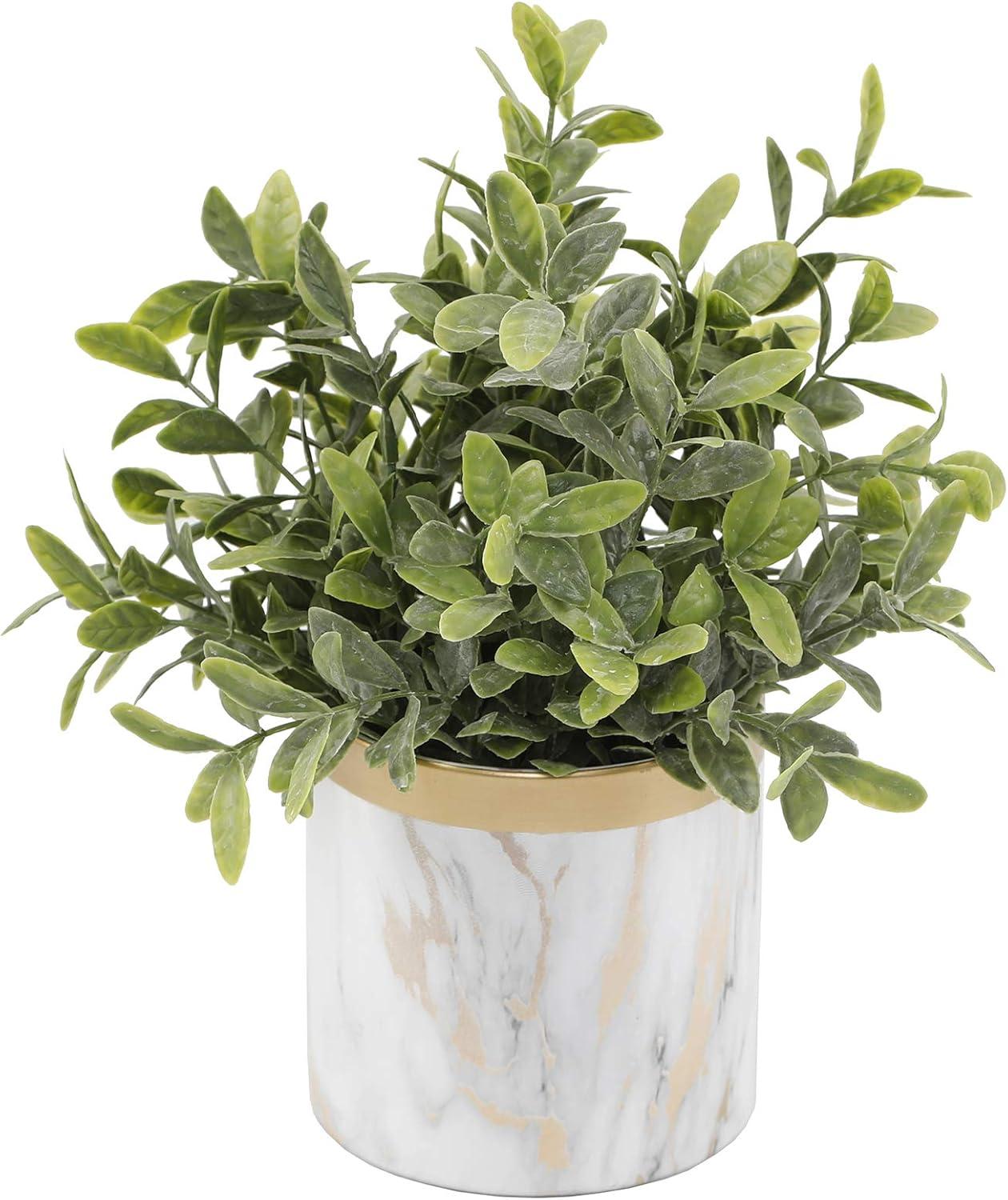 Eucalyptus Tabletop Greenery in Gold Marble Ceramic Pot