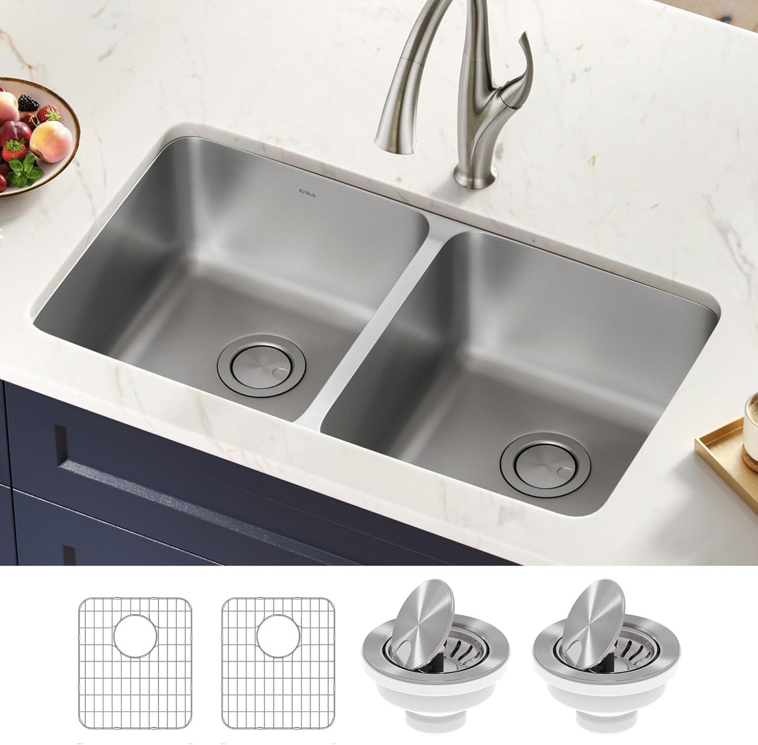 24.75" Stainless Steel Double Bowl Undermount Kitchen Sink