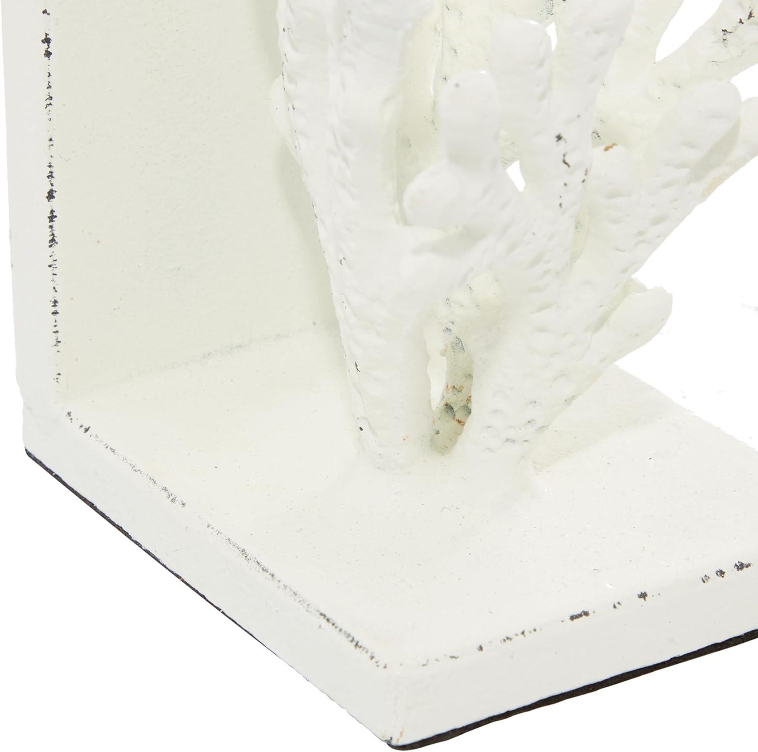 DecMode 5" Coral White Metal Bookends (Set of 2)