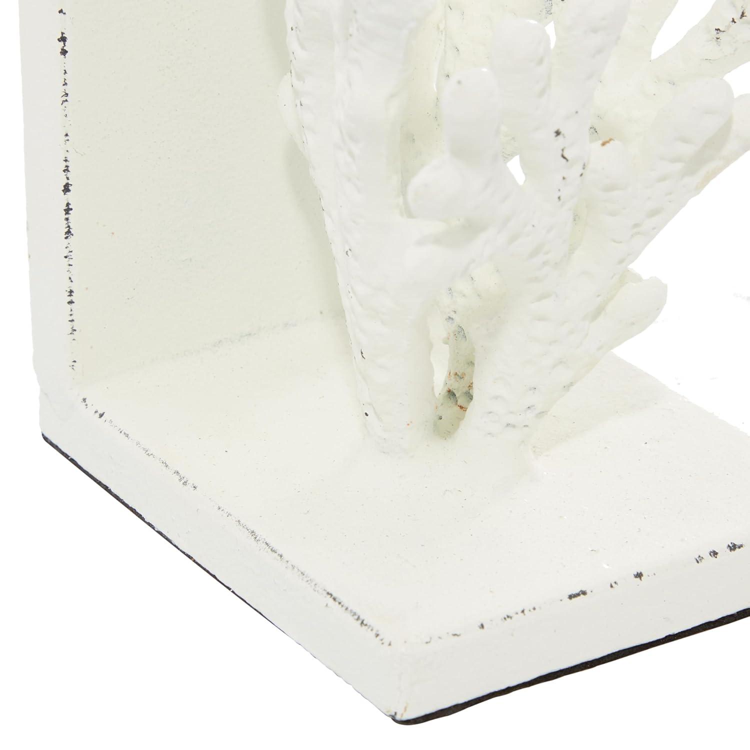 DecMode 5" Coral White Metal Bookends (Set of 2)