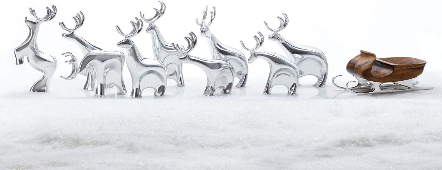 Lustrous Winter Deer Figurine Trio in Nambe Metal