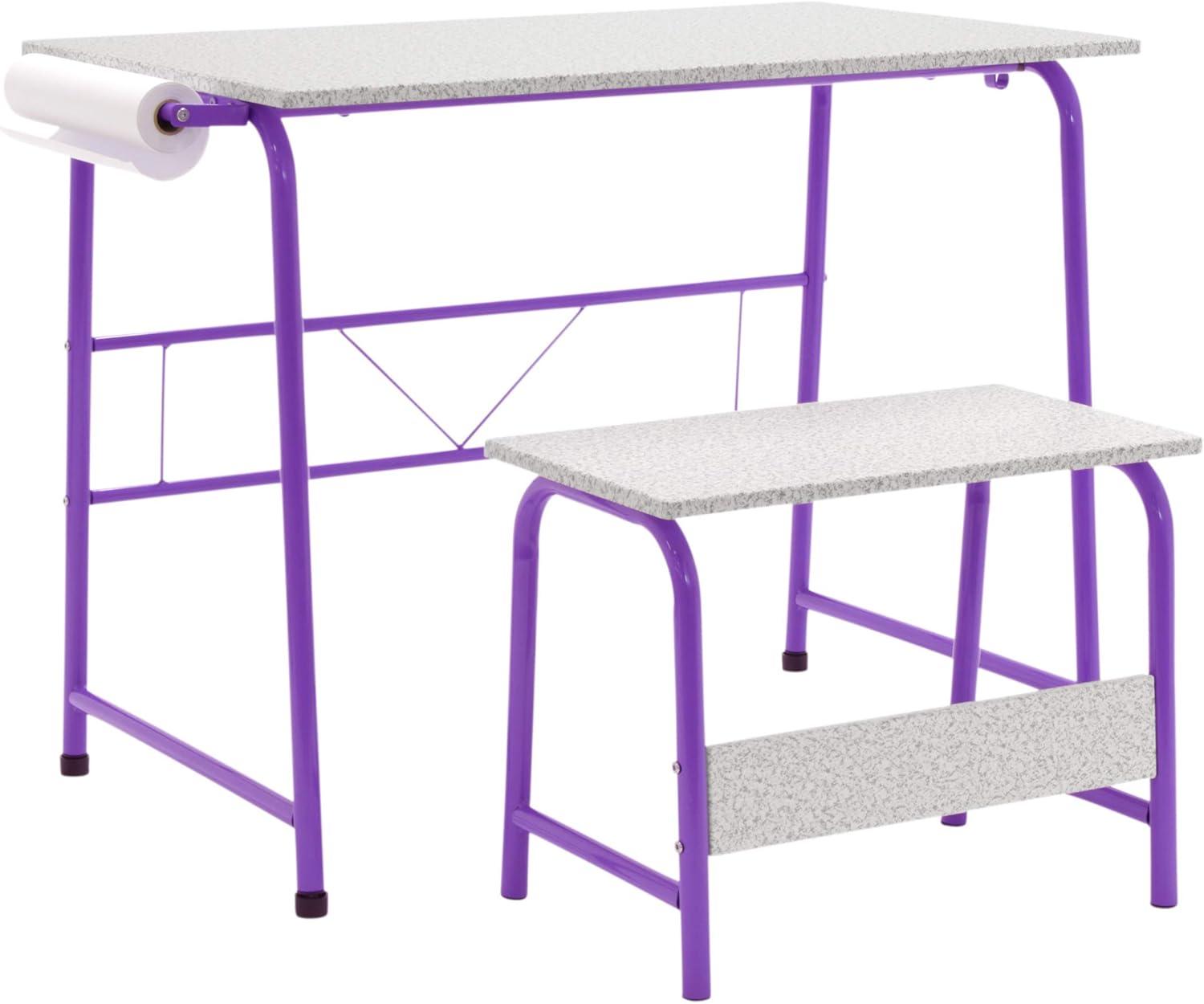 SD Studio Designs Project Center, 55127 Craft Table Play Desk with Bench, Purple/Spatter Gray, 37.75"W x 21.75"D x 28"H