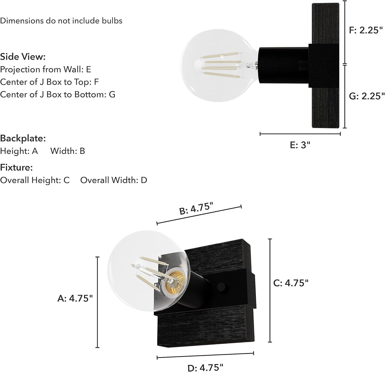 Hunter Fan Donelson Natural Black Iron and Dark Ash Sconce Wall Light Fixture: ETL Listed, Dimmable, Metal Body