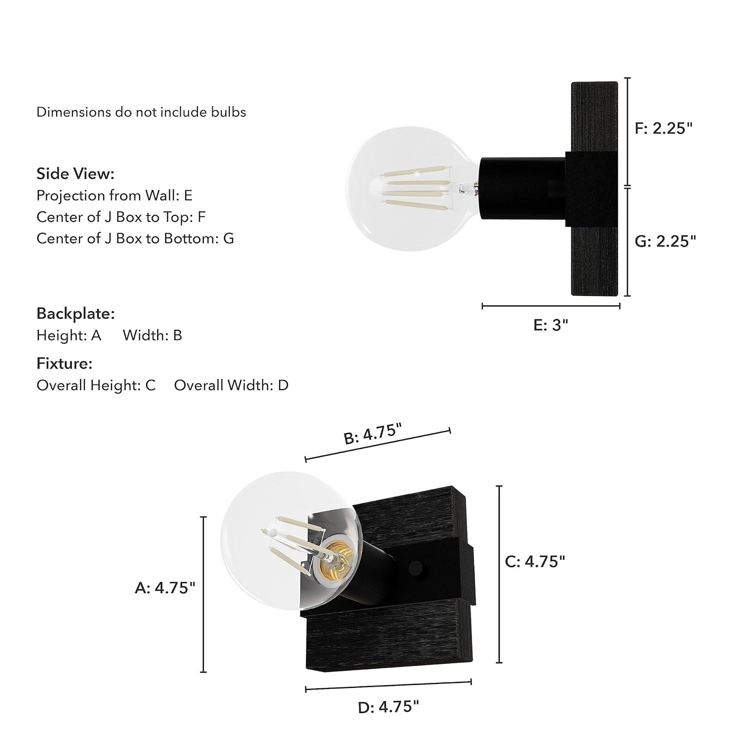 Hunter Fan Donelson Natural Black Iron and Dark Ash Sconce Wall Light Fixture: ETL Listed, Dimmable, Metal Body